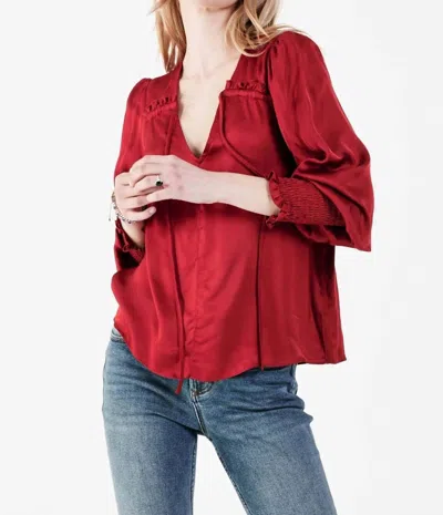 Dear John Denim Amelia Ruched Long Sleeve Top In Barbados In Multi