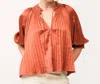 Dear John Denim Anna Relaxed Fit Pleated Blouse In Spice In Brown