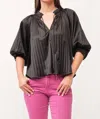 Dear John Denim Anna Relaxed Fit Pleated Blouse In Black In Black