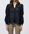 Dear John Denim Anna Lisa Button Up Long Sleeve Relaxed Fit Shirt In Black Iris