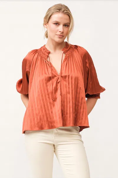 Dear John Denim Anna Relaxed Fit Pleated Blouse In Spice In Orange