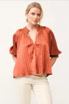 Dear John Denim Anna Relaxed Fit Pleated Blouse In Spice In White