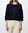 Dear John Denim Anneli Crew Neck Long Sleeve Sweater In Black Iris In Black