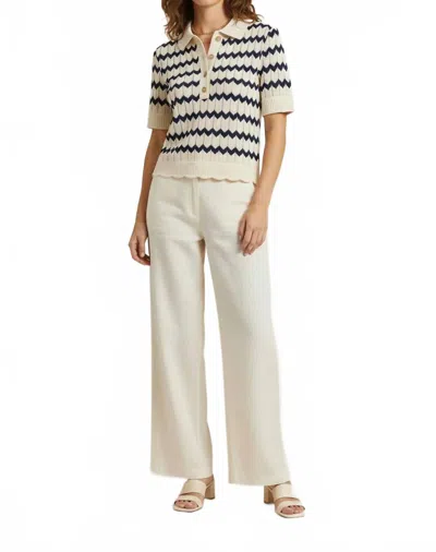 Dear John Denim Araminta Short-sleeve Polo Collar Sweater In Cream In White