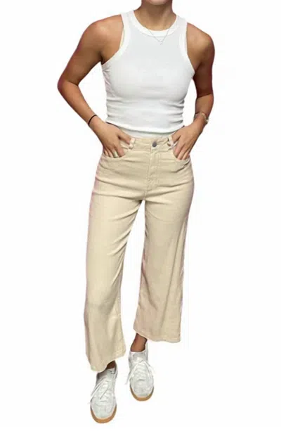Dear John Denim Aubrey Wide Leg Cropped Pants In Soft Seashell In Neutral