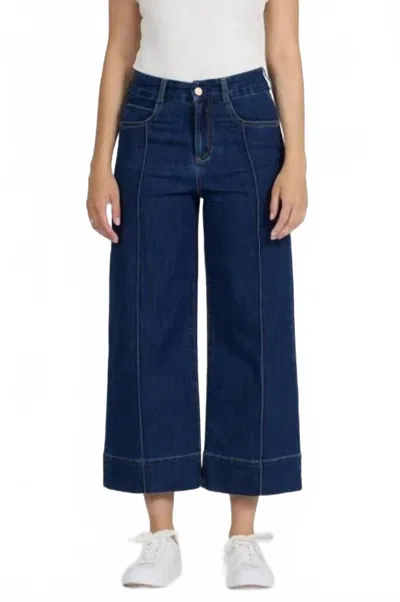 Dear John Denim Audrey Cropped Wide Leg Jeans In Breckenridge In Blue