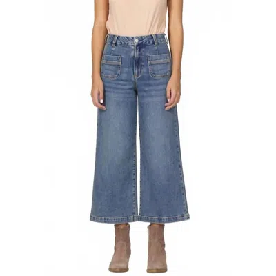 Dear John Denim Audrey High Rise Wide Leg Crop Jeans In Waikiki In Blue