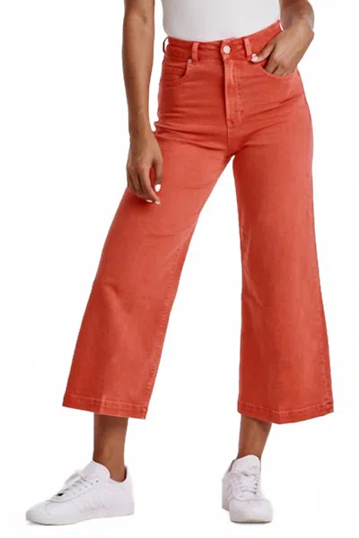 Dear John Denim Audrey Super High Rise Cropped Wide Leg Jeans In Radiant Red