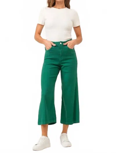 Dear John Denim Audrey Super High Rise Cropped Wide Leg Pants In Galapagos Green