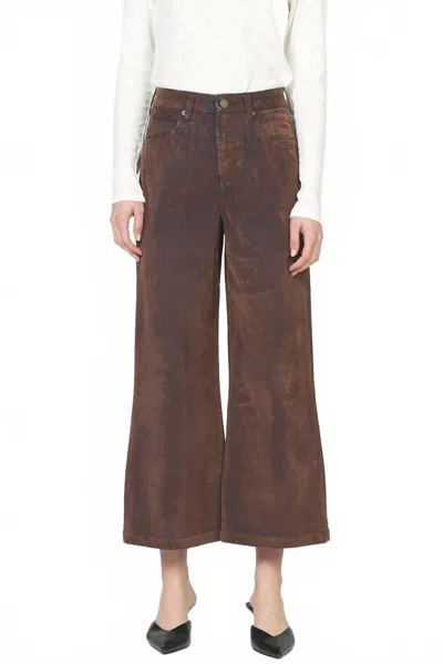 Dear John Denim Audrey Wide Leg Ankle Pant In Bison In Brown