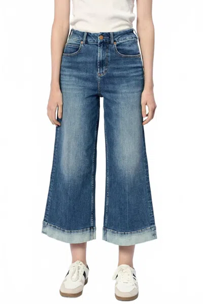 Dear John Denim Audrey Wide Leg Cropped Jeans In Lagoon In Blue