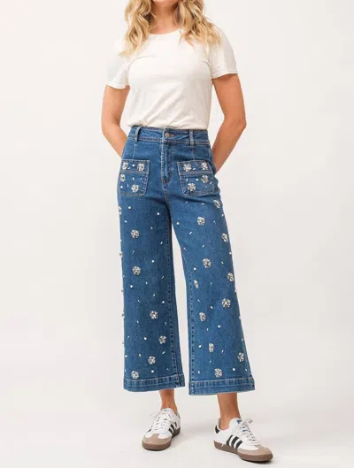 Dear John Denim Audrey Wide Leg Jeans In Embellished In Multi