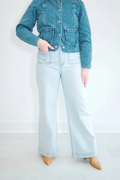 Dear John Denim Audrey Wide Leg Jeans In Light Wash In Blue
