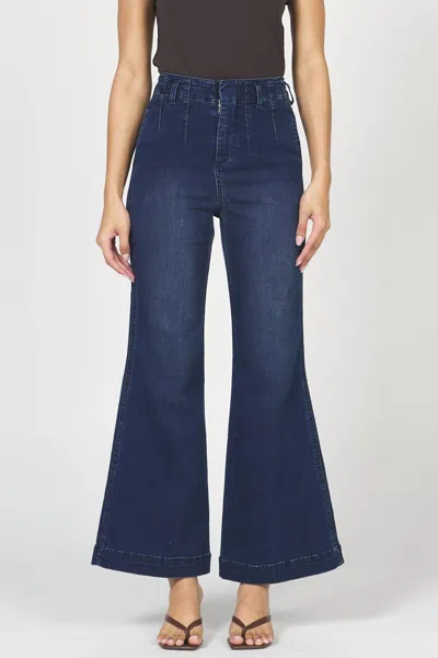 Dear John Denim Audrey Wide Leg Jeans In Mega Vibe In Blue