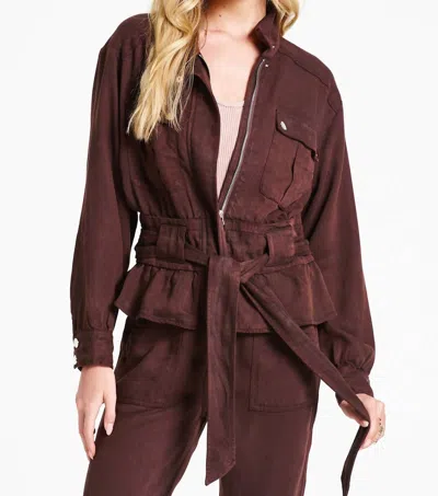 Dear John Denim Austin Drop Shoulder Jacket In Dark Oak In Burgundy