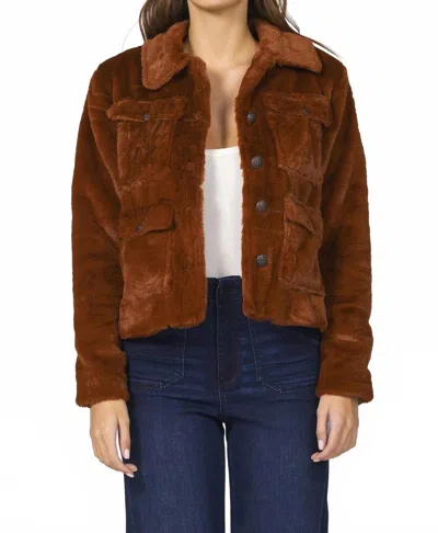 Dear John Denim Autumn Fleece Jacket In Burning Wood In Brown