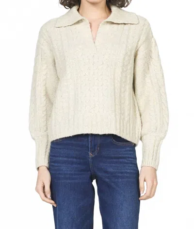 Dear John Denim Bastina Open Polo Collar Sweater In Ivory In White