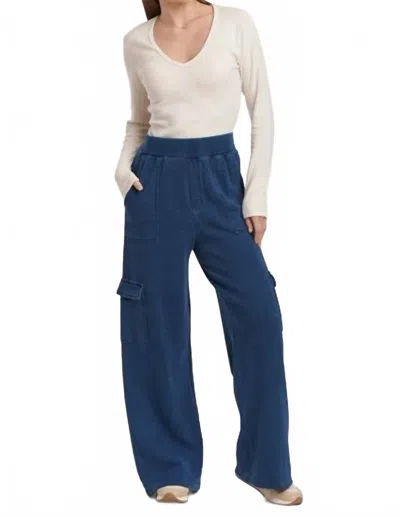 Dear John Denim Becca High Rise Cargo Sweatpants In Dark Indigo In White