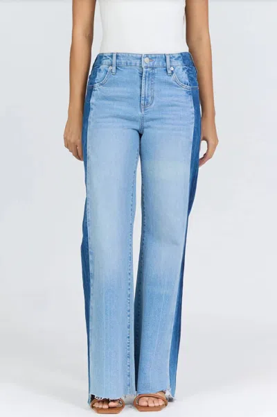 Dear John Denim Becker Fiona High Rise Wide Leg Jeans In Tuxedo Stripe In Blue