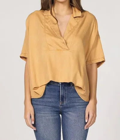 Dear John Denim Belle Short Sleeve Pop Over Top In Oak Buff In Gold