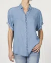 Dear John Denim Benning Button Front Shirt In Bleached Denim In Blue