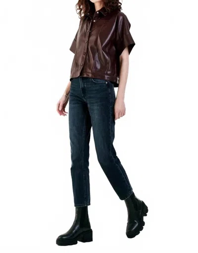 Dear John Denim Bess Vegan Leather Top In Brown