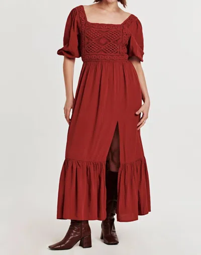 Dear John Denim Beth Embroidery Dress In Hibiscus In Brown