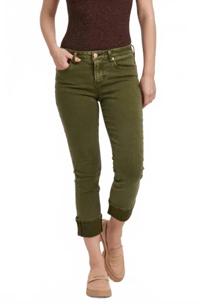 Dear John Denim Blaire High Rise Cuffed Jeans In Army In Green
