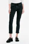 Dear John Denim Blaire High Rise Slim Straight Jean In Washed Down In Black