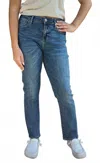Dear John Denim Blaire Mid Rise Slim Straight Jeans In Savoy In Blue