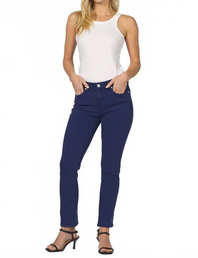 Dear John Denim Blaire Mid Rise Slim Straight Jeans In Naval Academy In Blue