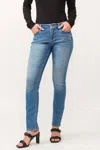 Dear John Denim Blaire Mid Rise Slim Straight Jeans In Savoy In Multi