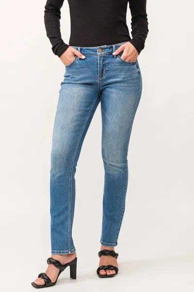Dear John Denim Blaire Mid Rise Slim Straight Jeans In Savoy In Multi