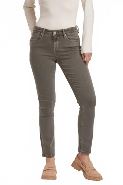 Dear John Denim Blaire Mid Rise Straight Leg Jeans In Graphite In Brown