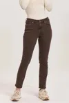 Dear John Denim Blaire Mid-rise Straight Leg Jeans In Mocha Brown In Multi