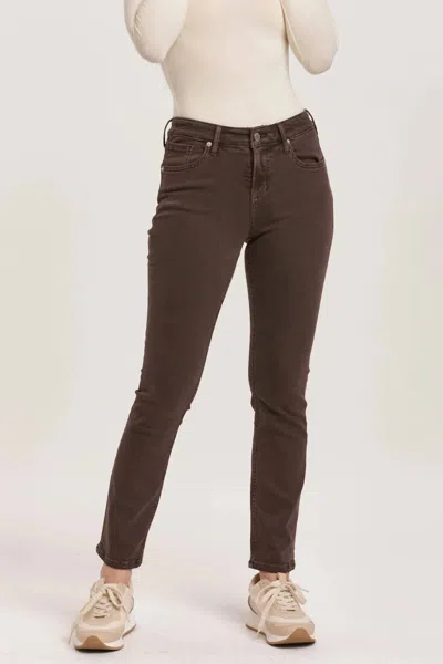 Dear John Denim Blaire Mid-rise Straight Leg Jeans In Mocha Brown In Multi