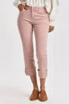 DEAR JOHN DENIM BLAIRE SLIM STRAIGHT CUFFED JEANS IN BLUSH