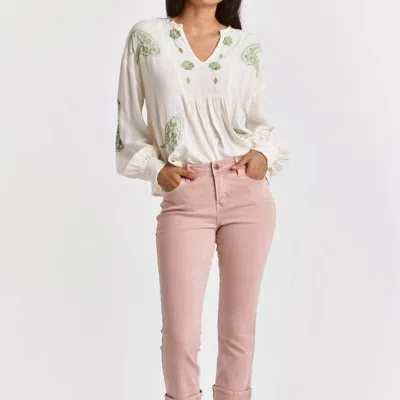 Dear John Denim Blaire Slim Straight Cuffed Jeans In Blush In Beige