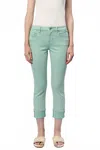 Dear John Denim Blaire Cuffed Slim Straight Leg Jean In Iceberg Green In Green