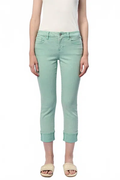 Dear John Denim Blaire Cuffed Slim Straight Leg Jean In Iceberg Green