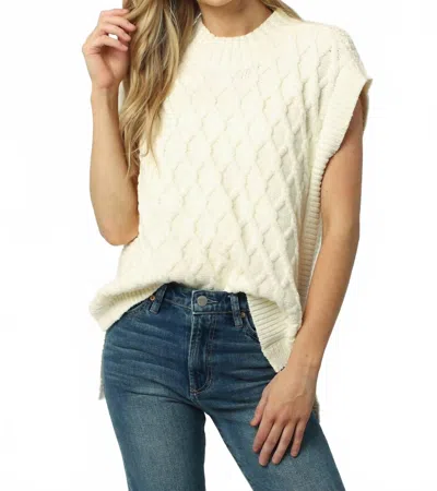 Dear John Denim Briana Short Sleeve Sweater In Milk Froth In White