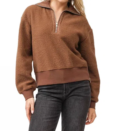 Dear John Denim Briar Half Zip Sweater In Brown Bear In Multi