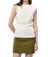 Dear John Denim Bridget Ruffle Trim Tank Top In Heather Grey In White