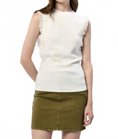 DEAR JOHN DENIM BRIDGET RUFFLE TRIM TANK TOP IN WHITE