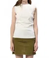 Dear John Denim Micro Ruffle Trim Tank In White In White