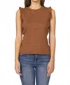 Dear John Denim Bridgette Ruffle Sleeve Top In Cappuccino In Multi