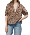 Dear John Denim Button Down Leopard Top In Animal Print