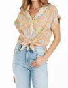 Dear John Denim Cali Tie Front Top In Creamsicle Paisley In Multi