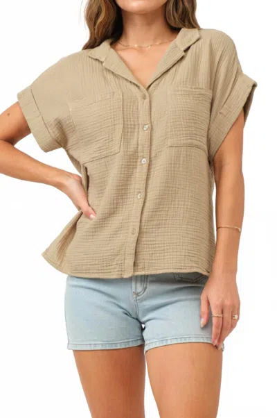 Dear John Denim Calista Short Sleeve Gauze Shirt In Dune In Brown