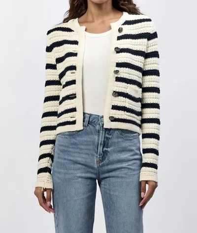 Dear John Denim Cambria Stripe Cardigan In Black Iris In Neutral